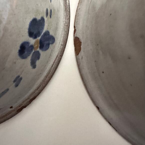 Nancy Owens Salt Glazed Pottery Seagrove Bowls dish SET Williamsburg blue floral - Picture 14 of 16